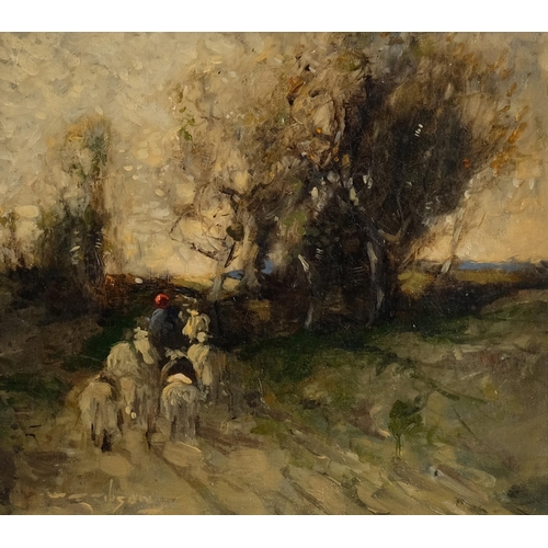 548 - William Alfred Gibson (1866 - 1931), going home, oil on canvas, signed, 24cm x 26cm, framed