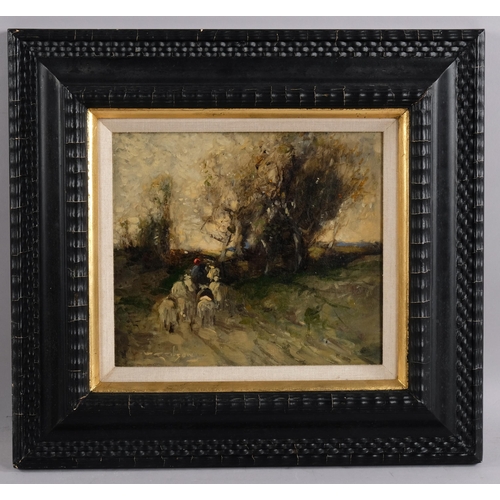 548 - William Alfred Gibson (1866 - 1931), going home, oil on canvas, signed, 24cm x 26cm, framed