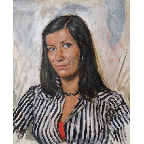 549 - Mid-20th century portrait of a woman, oil on canvas, unsigned, 61cm x 51cm, unframed