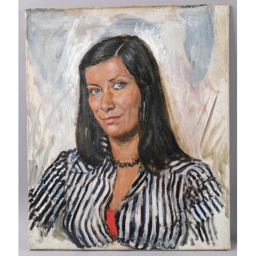 549 - Mid-20th century portrait of a woman, oil on canvas, unsigned, 61cm x 51cm, unframed