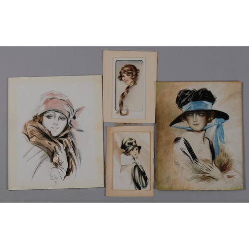 569 - Robert Swindale, 4 portraits of fashionable young women, watercolour, all signed and dated 1921-23, ... 