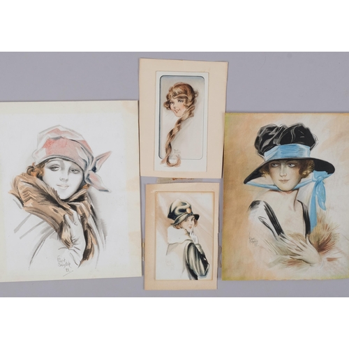 569 - Robert Swindale, 4 portraits of fashionable young women, watercolour, all signed and dated 1921-23, ... 