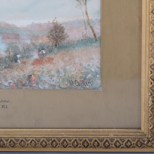 572 - Hector Caffieri (1847 - 1932), Valley of the Lianne, watercolour, signed, 17cm x 26cm, framed