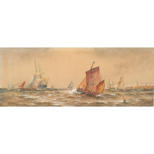 574 - Thomas Bush Hardy (1842 - 1897), off the Kent coast, watercolour, signed and dated 1889, 29cm x 74cm... 