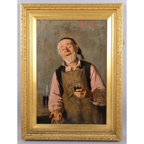 579 - 19th century Italian School, portrait of an innkeeper, Al Lunedi, unsigned, 77cm x 52cm, framed