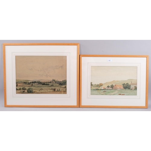 582 - Anthony Cox, 2 watercolour scenes in the Arun Valley, largest 35cm x 45cm, framed (2)