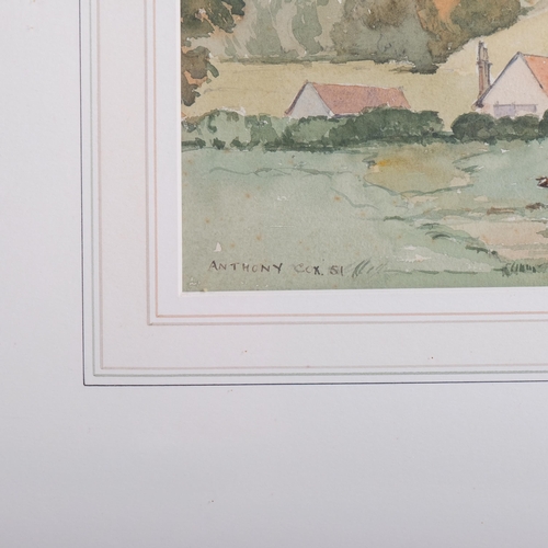 582 - Anthony Cox, 2 watercolour scenes in the Arun Valley, largest 35cm x 45cm, framed (2)