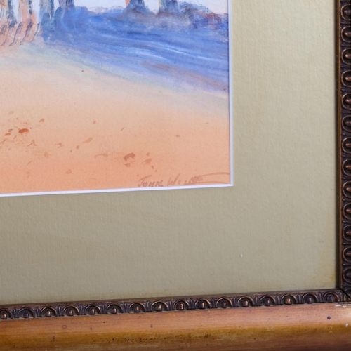 584 - John Wilkie, 2 North African desert scenes, watercolour, 19cm x 50cm, framed