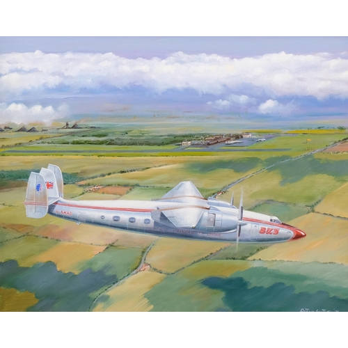 588 - Arthur Whitlock, beauty gone from our skies, oil on board, signed and dated 1998, 39cm x 49cm, frame... 