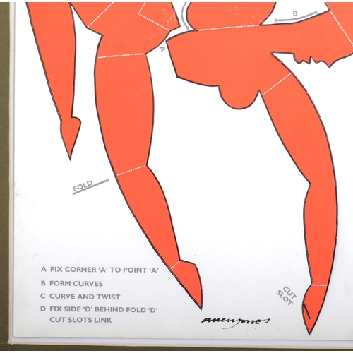 596 - Allen Jones, cut-out sculpture, 1987, sheet 28cm x 22cm, framed