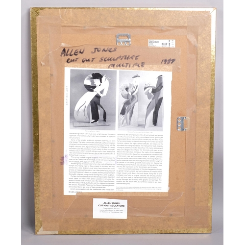 596 - Allen Jones, cut-out sculpture, 1987, sheet 28cm x 22cm, framed