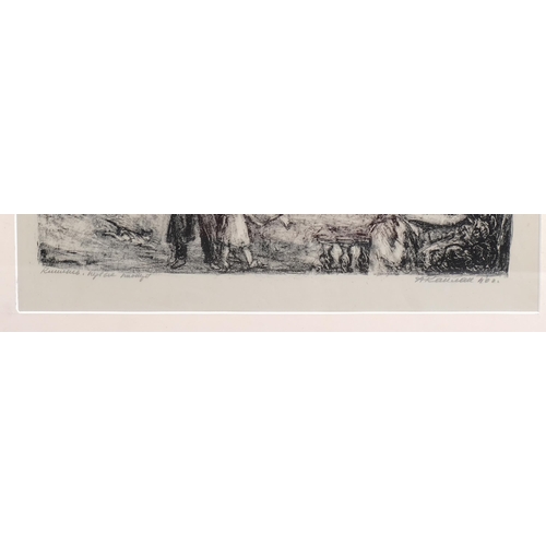 603 - Jewish shtetl scene, circa 1930s/40s, proof lithograph signed in pencil, image 30cm x 40cm, framed