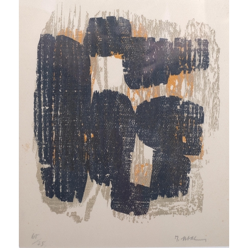 605 - Raoul Ubac, abstract woodcut circa 1960s, signed in pencil, no. 65/75, 28cm x 24cm, framed