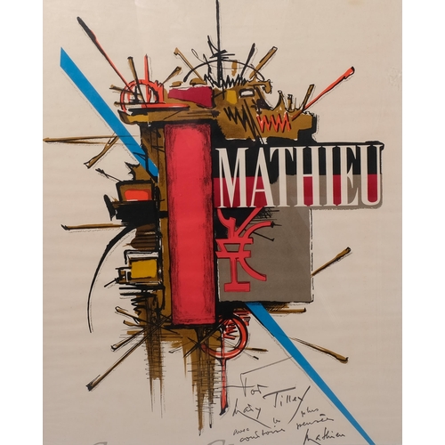 607 - Georges Mathieu, abstract composition, original lithograph, signed and inscribed in pencil, 59cm x 4... 