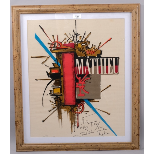 607 - Georges Mathieu, abstract composition, original lithograph, signed and inscribed in pencil, 59cm x 4... 