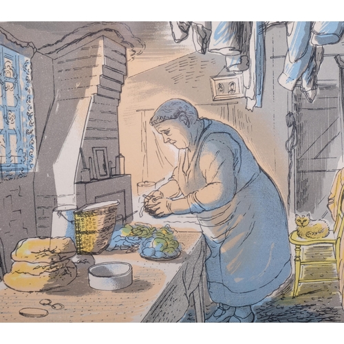 613 - Edward Bawden (1903 - 1989), peeling potatoes, colour lithograph, published by Curwen Press 1949, im... 