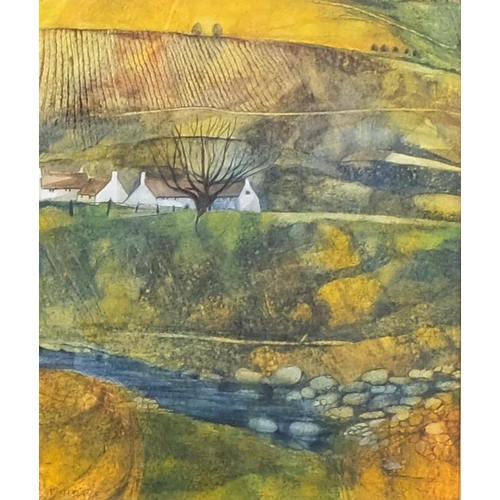 619 - **DESCRIPTION CHANGE** Cliff Howe, 2 landscapes, *1 watercolour (river), 1 print (oast)*, signed, 20... 