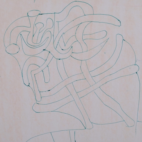 631 - Francis Newton Souza (1924 - 2002), abstract figure, green ink on paper, signed and dated '63, 42cm ... 