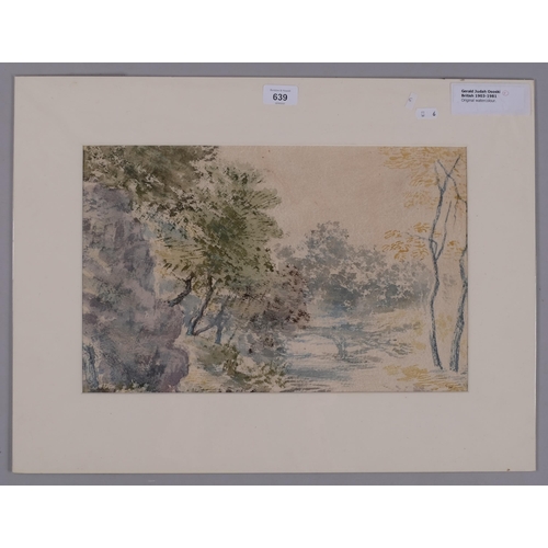 639 - Gerald Ososki (1903 - 1981), river landscape, watercolour, 27cm x 42cm, mounted