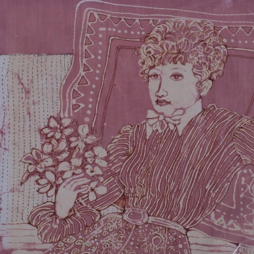 640 - Ella Neustein after David Hockney, original batik portrait of Celia Birtwell, signed and dated 1977,... 