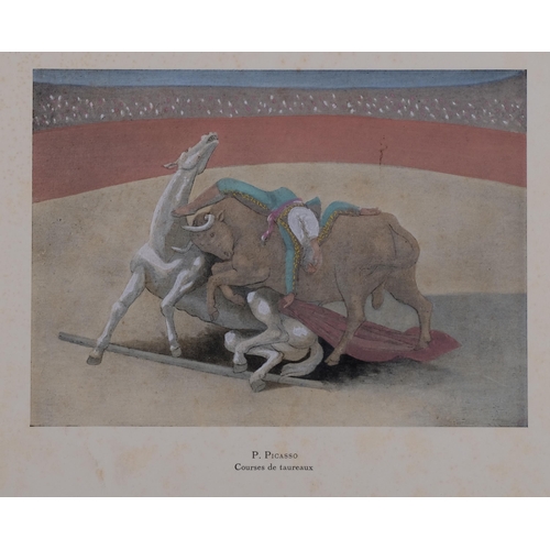 645 - Pablo Picasso, Courses De Taureaux, pochoir print, circa 1928, image 13cm x 18cm, mounted