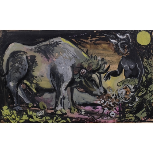 649 - Stanley Mills, Europa and the bull, gouache on paper laid on card, circa 1938, image 29cm x 42cm