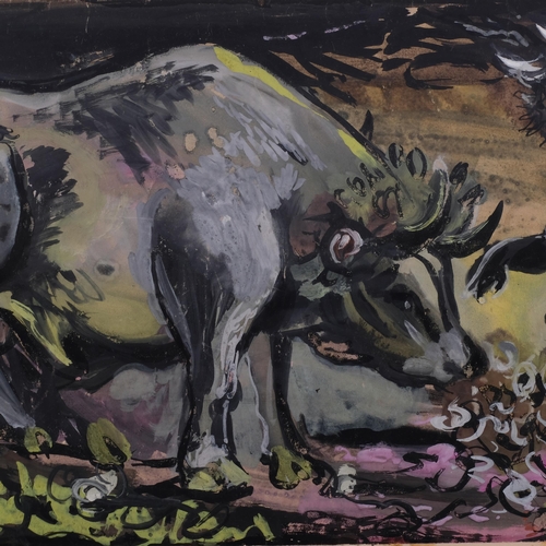 649 - Stanley Mills, Europa and the bull, gouache on paper laid on card, circa 1938, image 29cm x 42cm