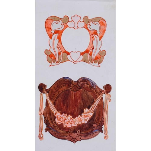 650 - Pickford Waller, original watercolour design for an emblem, 1906, 18cm x 10cm, mounted