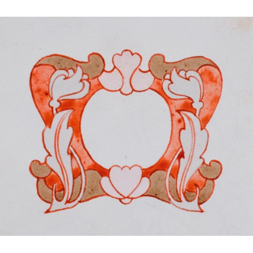 650 - Pickford Waller, original watercolour design for an emblem, 1906, 18cm x 10cm, mounted