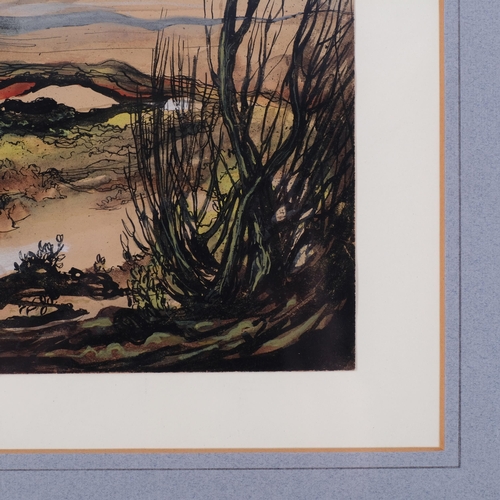 652 - Neo-Romantic landscape, ink/gouache on paper, circa 1940, unsigned, 21cm x 30cm, mounted