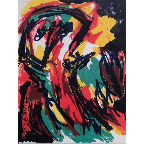 656 - Karel Appel, abstract colour lithograph, published in L'Illustration Du XXe Siecle, 31cm x 24cm, mou... 