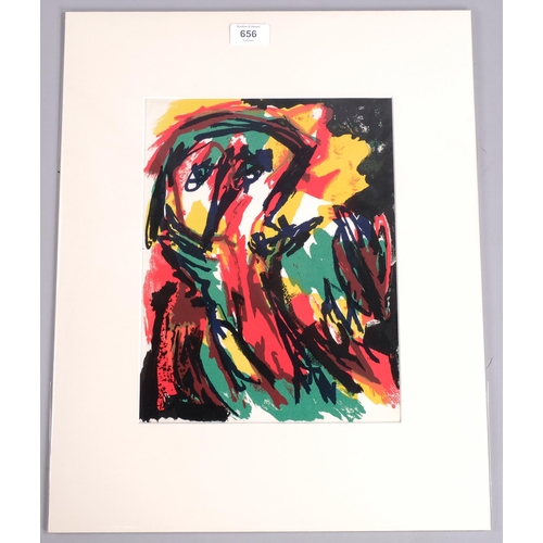 656 - Karel Appel, abstract colour lithograph, published in L'Illustration Du XXe Siecle, 31cm x 24cm, mou... 