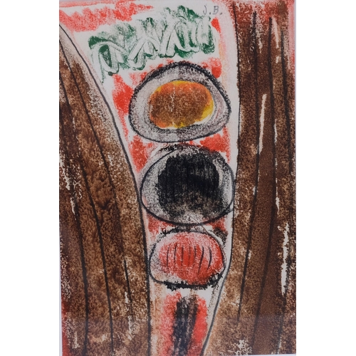 657 - Jacob Bornfriend, abstract, pencil/crayon/gouache, circa 1958, 18cm x 12cm, framed