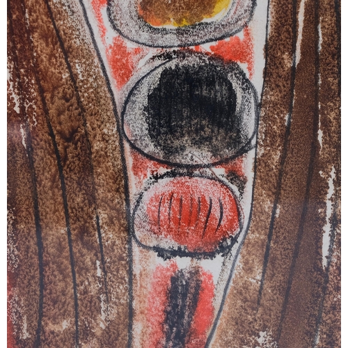 657 - Jacob Bornfriend, abstract, pencil/crayon/gouache, circa 1958, 18cm x 12cm, framed