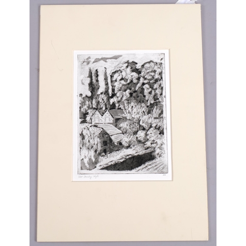 665 - Archibald Hartrick, West Country idyll, etching, signed and inscribed in pencil, plate 20cm x 15cm, ... 