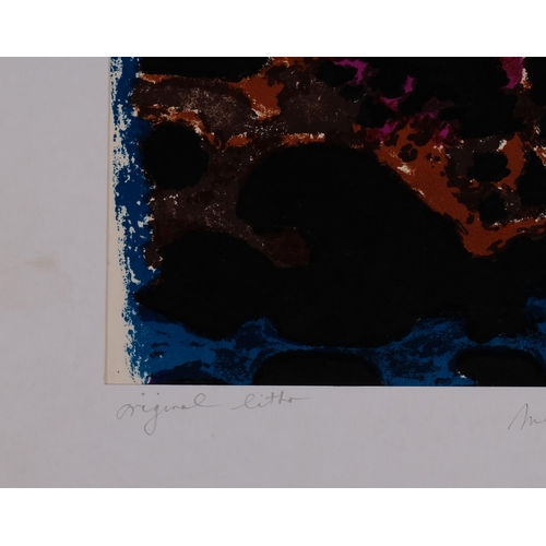 668 - Alfred Manessier, abstract, original lithograph, signed in pencil on the mount, 29cm x 22cm, mounted