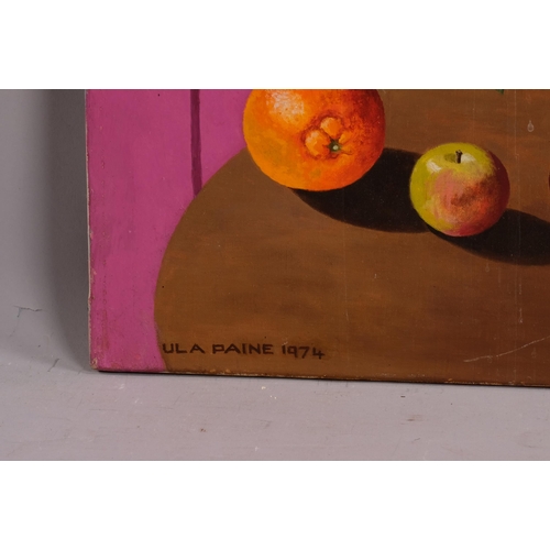 674 - Ula Paine, still life, oil on canvas, signed and dated 1974, 61cm x 51cm, unframed