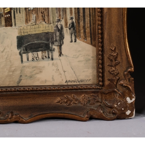 681 - Pair of Continental watercolour street scenes, circa 1900, indistinctly signed, 23cm x 17cm, framed