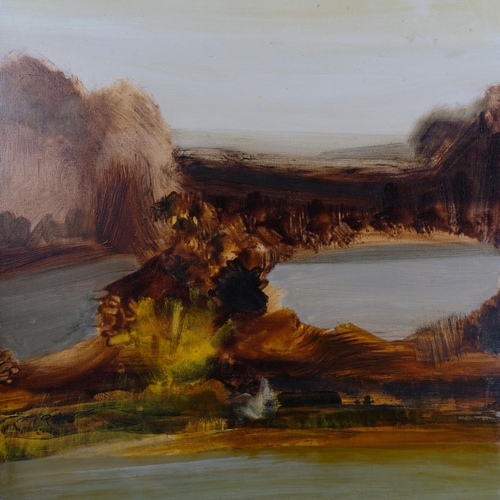 682 - Morley Bury, large abstract landscape, oil on canvas, inscribed verso, signed with monogram, 127cm x... 