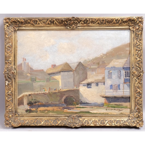 688 - Gordon Clifford Barlow (1913 - 2005), low tide Polperro, oil on panel, signed, 30cm x 40cm, framed