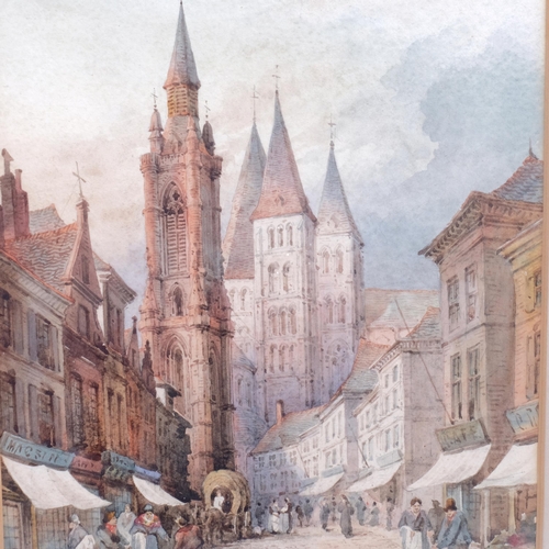 691 - Samuel Prout, Continental street scene, watercolour, signed, 31cm x 20cm, framed