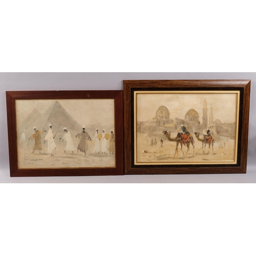 698 - Contemporary African School, 3 Egyptian scenes, indistinctly signed, dated 2007, largest 70cm x 100c... 