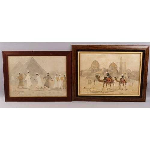 698 - Contemporary African School, 3 Egyptian scenes, indistinctly signed, dated 2007, largest 70cm x 100c... 