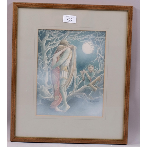 700 - Jenny Press, fantasy illustration, watercolour, signed, 25cm x 19cm, framed