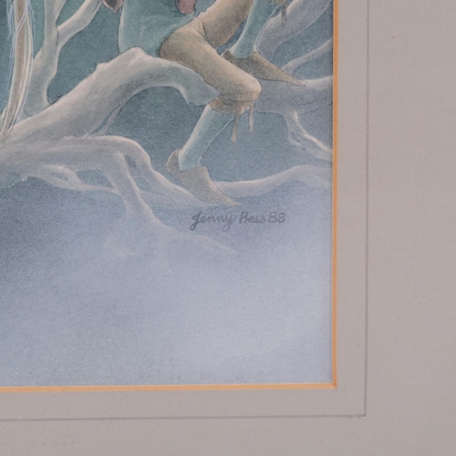 700 - Jenny Press, fantasy illustration, watercolour, signed, 25cm x 19cm, framed