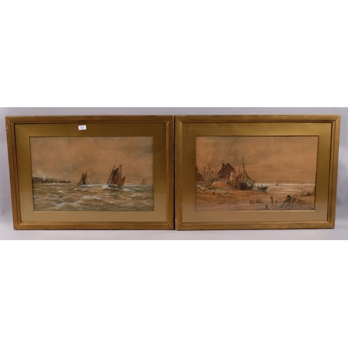 701 - Thomas Mortimer, pair of seascapes, watercolours, signed, 40cm x 64cm, framed