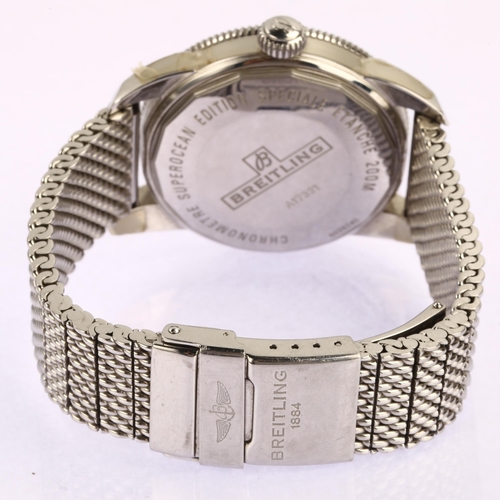 1001 - BREITLING - a stainless steel Superocean Heritage 42 automatic bracelet watch, ref. A17321, silvered... 