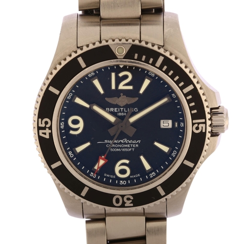 1002 - BREITLING - a stainless steel Superocean II 42 automatic bracelet watch, ref. A17366021B1A1, black d... 