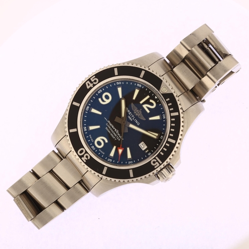 1002 - BREITLING - a stainless steel Superocean II 42 automatic bracelet watch, ref. A17366021B1A1, black d... 