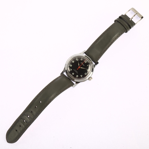 1010 - STOWA - a Vietnam War Period French Army stainless steel mechanical wristwatch, circa 1950s, black d... 